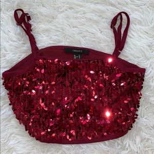 Forever 21 red rhinestone crop